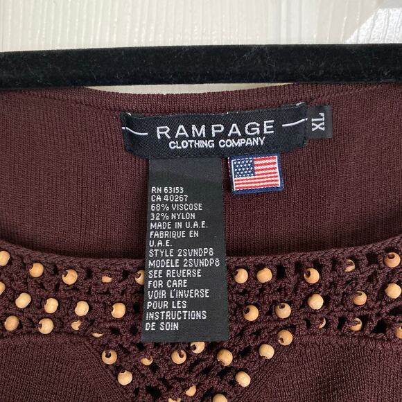 Vintage RAMPAGE Y2K Boho Tank Top Wood Beaded Earthy Brown Size XL - Picture 5 of 6